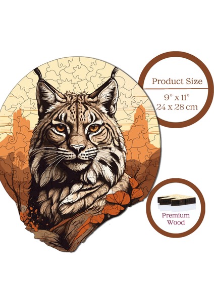 WePuzzleUp Ahşap Puzzle – Çöl Vaşağı, 141 Parça, 24x28 cm – Benzersiz Şekilli ve Özel Figürlü, Yapıştırıcı Folyo Dahil, Dekoratif Yetişkin Yapboz - |WZ-14|