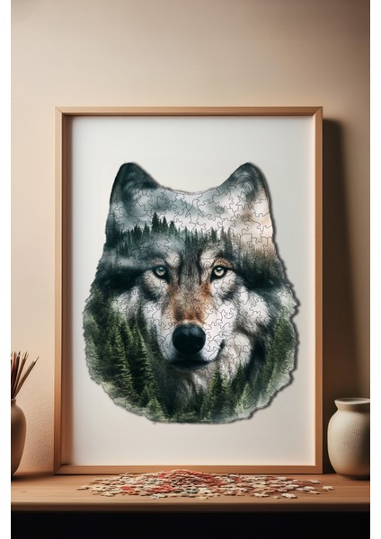 WePuzzleUp Ahşap Puzzle – Bozkurt, 200 Parça, 24x29 cm – Benzersiz Şekilli ve Özel Figürlü, Yapıştırıcı Folyo Dahil, Dekoratif Yetişkin Yapboz - |WZ-18|
