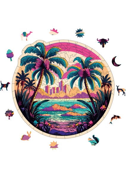 Hawaii Ahşap Puzzle Yetişkin Benzersiz Parçalı Yapboz Puzzle Yapıştırıcılı Wz-15