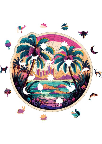 Hawaii Ahşap Puzzle Yetişkin Benzersiz Parçalı Yapboz Puzzle Yapıştırıcılı Wz-15
