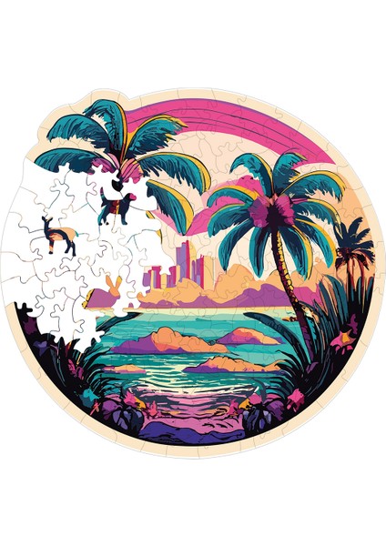 Hawaii Ahşap Puzzle Yetişkin Benzersiz Parçalı Yapboz Puzzle Yapıştırıcılı Wz-15