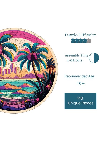 Hawaii Ahşap Puzzle Yetişkin Benzersiz Parçalı Yapboz Puzzle Yapıştırıcılı Wz-15
