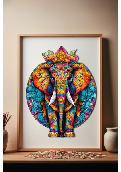 Ahşap Puzzle – Mandala Fil, 220 Parça, 28x36 cm – Benzersiz Şekilli ve Özel Figürlü, Yapıştırıcı Folyo Dahil, Dekoratif Yetişkin Yapboz - |WZ-20|