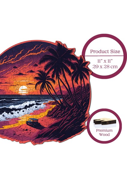 WePuzzleUp Ahşap Puzzle – Palmiye Adası, 149 Parça, 29x28 cm – Benzersiz Şekilli ve Özel Figürlü, Yapıştırıcı Folyo Dahil, Dekoratif Yetişkin Yapboz - |WZ-13|