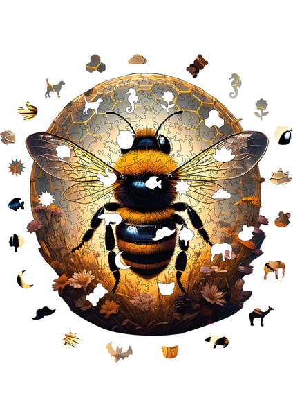 WePuzzleUp Ahşap Puzzle – Arı, 268 Parça, 28x30 cm – Benzersiz Şekilli ve Özel Figürlü, Yapıştırıcı Folyo Dahil, Dekoratif Yetişkin Yapboz - |WZ-22|
