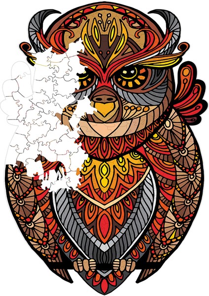 WePuzzleUp Ahşap Puzzle – Baykuş Figür, 211 Parça, 27x38 cm – Benzersiz Şekilli ve Özel Figürlü, Yapıştırıcı Folyo Dahil, Dekoratif Yetişkin Yapboz - |WZ-16|