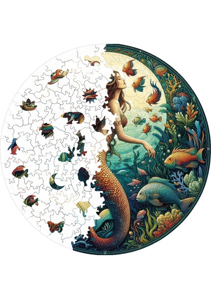 Ahşap Puzzle – Denizkızının Şarkısı, 252 Parça, 29x29 cm – Benzersiz Şekilli ve Özel Figürlü, Yapıştırıcı Folyo Dahil, Dekoratif Yetişkin Yapboz - |A1-04|
