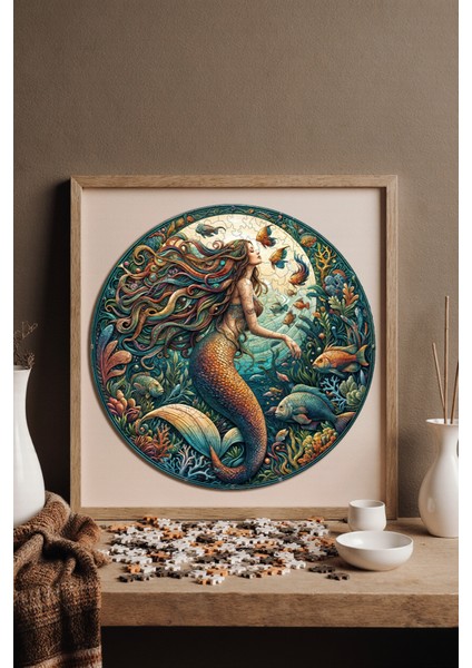Ahşap Puzzle – Denizkızının Şarkısı, 252 Parça, 29x29 cm – Benzersiz Şekilli ve Özel Figürlü, Yapıştırıcı Folyo Dahil, Dekoratif Yetişkin Yapboz - |A1-04|