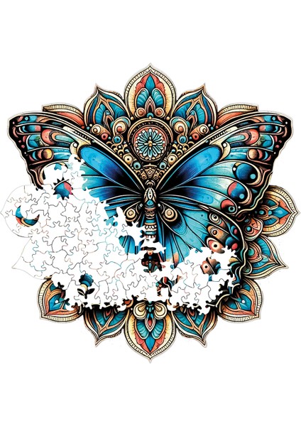 WePuzzleUp Ahşap Puzzle – Mandala Kelebeği, 250 Parça, 29x29 cm – Benzersiz Şekilli ve Özel Figürlü, Yapıştırıcı Folyo Dahil, Dekoratif Yetişkin Yapboz - |WZ-06|