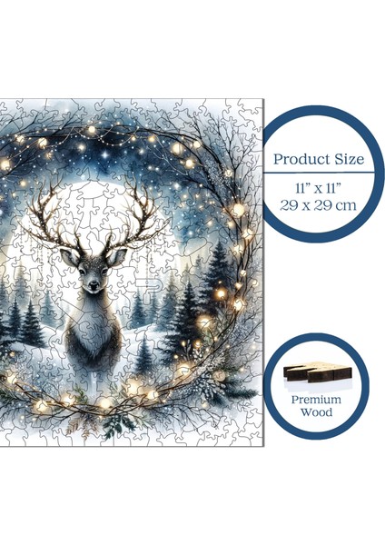 WePuzzleUp Ahşap Puzzle – Gümüş Ayın Altındaki Geyik, 353 Parça, 29x29 cm – Benzersiz Şekilli ve Özel Figürlü, Yapıştırıcı Folyo Dahil, Dekoratif Yetişkin Yapboz - |S1-38|