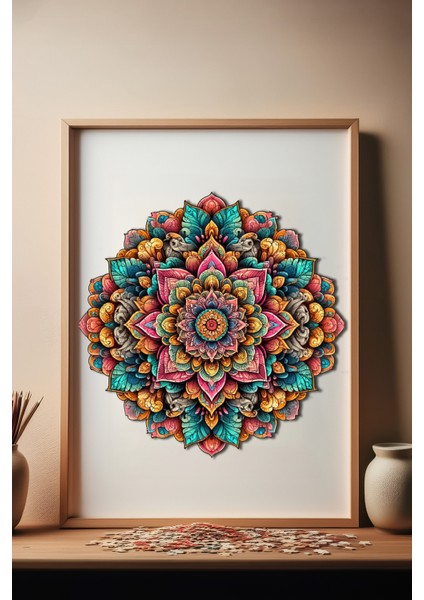 Ahşap Puzzle – Mandala Sanatı, 250 Parça, 29x29 cm – Benzersiz Şekilli ve Özel Figürlü, Yapıştırıcı Folyo Dahil, Dekoratif Yetişkin Yapboz - |WZ-05|
