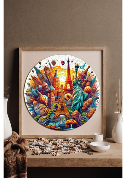 Ahşap Puzzle – Dünya Şehirleri, 252 Parça, 29x29 cm – Benzersiz Şekilli ve Özel Figürlü, Yapıştırıcı Folyo Dahil, Dekoratif Yetişkin Yapboz - |A1-11|