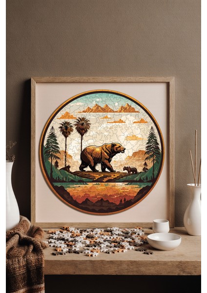 Ahşap Puzzle – Koca Ayı, 252 Parça, 29x29 cm – Benzersiz Şekilli ve Özel Figürlü, Yapıştırıcı Folyo Dahil, Dekoratif Yetişkin Yapboz - |A1-01|