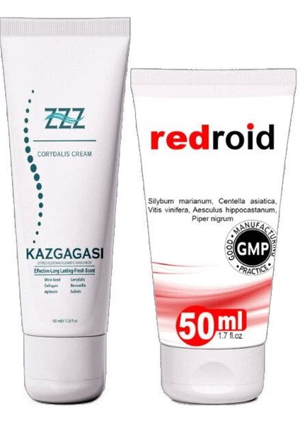 Kaz Gagası Kremi 100 ml Kas Iskelet Sızıları Için+Redroid Hemer.oid Için Bakım 50 ml ile