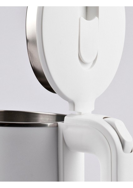 Paslanmaz Çelik Su Isıtıcısı, El Yakmaz Gövde, Beyaz, Güçlü ve Şık Tasarım