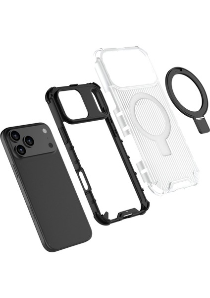 iPhone 17 Pro Max Telefon Kılıfı, Şeffaf Manyetik Düşmeye Dayanıklı Kılıf Kapağı ve Halka Tutucu iPhone 17 Pro Max (Yurt Dışından) modelleri