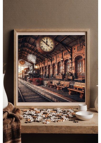Ahşap Puzzle – Eski Tren Istasyonu, 353 Parça, 29x29 cm – Benzersiz Şekilli ve Özel Figürlü, Yapıştırıcı Folyo Dahil, Dekoratif Yetişkin Yapboz - |S1-22|