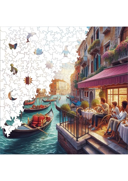 Ahşap Puzzle – Venedik'Te Öğleden Sonra, 353 Parça, 29x29 cm – Benzersiz Şekilli ve Özel Figürlü, Yapıştırıcı Folyo Dahil, Dekoratif Yetişkin Yapboz - |S1-21|