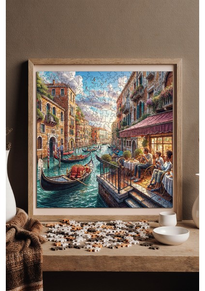 Ahşap Puzzle – Venedik'Te Öğleden Sonra, 353 Parça, 29x29 cm – Benzersiz Şekilli ve Özel Figürlü, Yapıştırıcı Folyo Dahil, Dekoratif Yetişkin Yapboz - |S1-21|