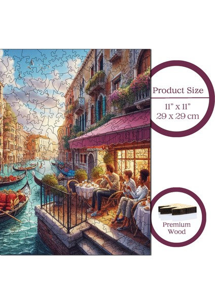Ahşap Puzzle – Venedik'Te Öğleden Sonra, 353 Parça, 29x29 cm – Benzersiz Şekilli ve Özel Figürlü, Yapıştırıcı Folyo Dahil, Dekoratif Yetişkin Yapboz - |S1-21|