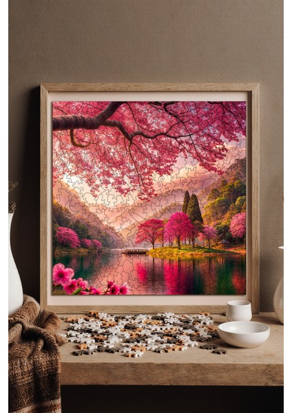 Ahşap Puzzle – Sakura Huzuru, 353 Parça, 29x29 cm – Benzersiz Şekilli ve Özel Figürlü, Yapıştırıcı Folyo Dahil, Dekoratif Yetişkin Yapboz - |S1-25|
