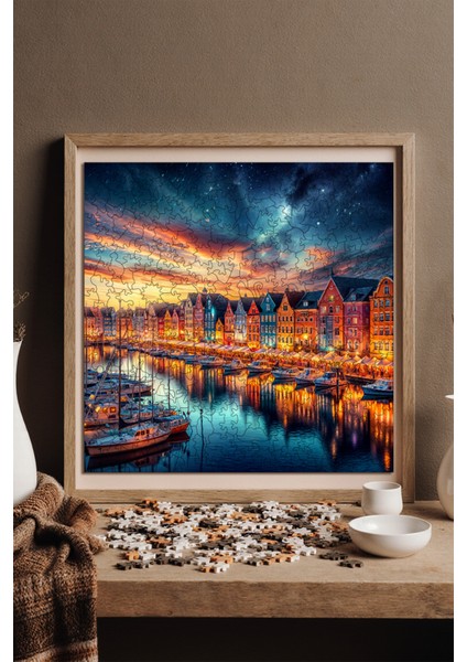 WePuzzleUp Ahşap Puzzle – Huzurlu Liman Manzarası, 353 Parça, 29x29 cm – Benzersiz Şekilli ve Özel Figürlü, Yapıştırıcı Folyo Dahil, Dekoratif Yetişkin Yapboz - |S1-12|