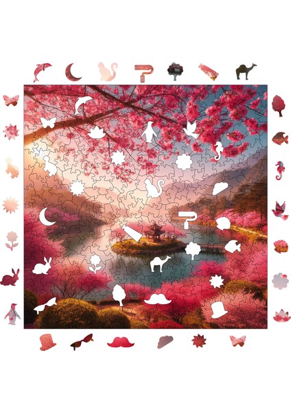 Ahşap Puzzle – Kiraz Çiçeği Rüyası, 353 Parça, 29x29 cm – Benzersiz Şekilli ve Özel Figürlü, Yapıştırıcı Folyo Dahil, Dekoratif Yetişkin Yapboz - |S1-26|