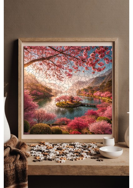 Ahşap Puzzle – Kiraz Çiçeği Rüyası, 353 Parça, 29x29 cm – Benzersiz Şekilli ve Özel Figürlü, Yapıştırıcı Folyo Dahil, Dekoratif Yetişkin Yapboz - |S1-26|