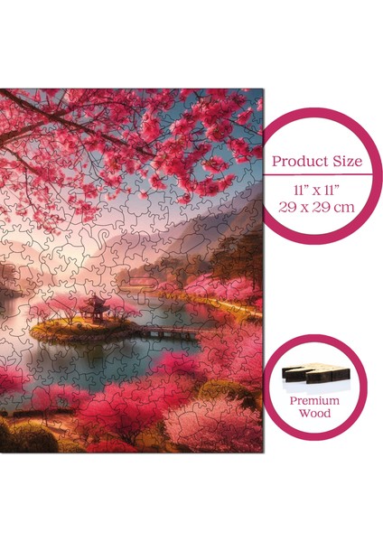 Ahşap Puzzle – Kiraz Çiçeği Rüyası, 353 Parça, 29x29 cm – Benzersiz Şekilli ve Özel Figürlü, Yapıştırıcı Folyo Dahil, Dekoratif Yetişkin Yapboz - |S1-26|