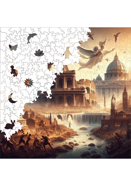 Ahşap Puzzle – Antik Roma, 353 Parça, 29x29 cm – Benzersiz Şekilli ve Özel Figürlü, Yapıştırıcı Folyo Dahil, Dekoratif Yetişkin Yapboz - |S1-17|