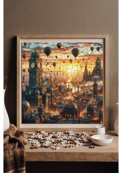 Ahşap Puzzle – Balon Şehri, 353 Parça, 29x29 cm – Benzersiz Şekilli ve Özel Figürlü, Yapıştırıcı Folyo Dahil, Dekoratif Yetişkin Yapboz - |S1-10|