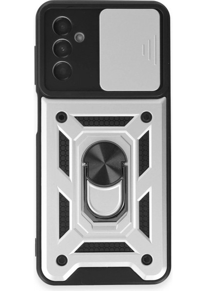 Samsung Galaxy A14 4g Kılıf Pars Lens Yüzüklü Silikon - Gümüş