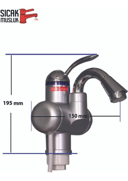 Elektrikli Anlık Su Isıtıcı, Lavabo Monteli, Termal Şofben, Gümüş Renk modelleri