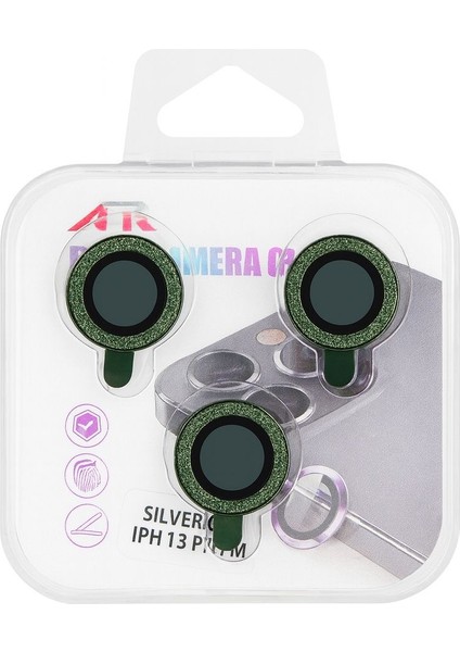 iPhone 13 Pro / Pro Max Uyumlu Kamera Lens Koruyucu – Yeşil Taşlı (Green)