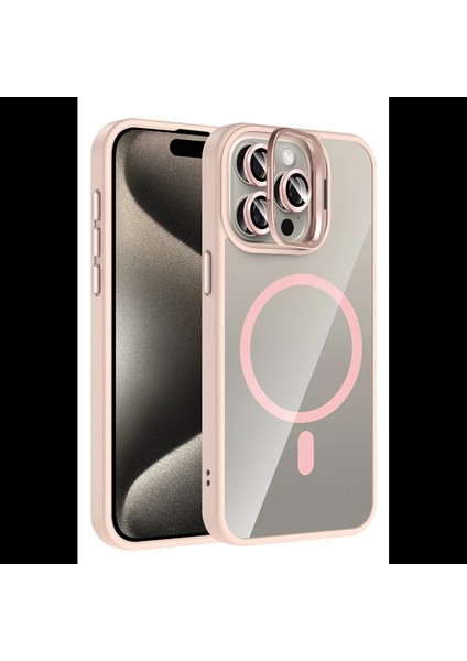 Apple iPhone 15 Pro Max Remim Lensli Magsafe Standlı Kapak