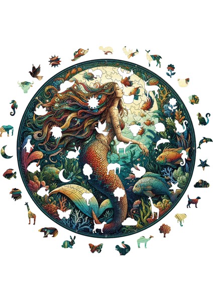 Ahşap Puzzle – Denizkızının Şarkısı, 252 Parça, 29x29 cm – Benzersiz Şekilli ve Özel Figürlü, Yapıştırıcı Folyo Dahil, Dekoratif Yetişkin Yapboz - |A1-04|