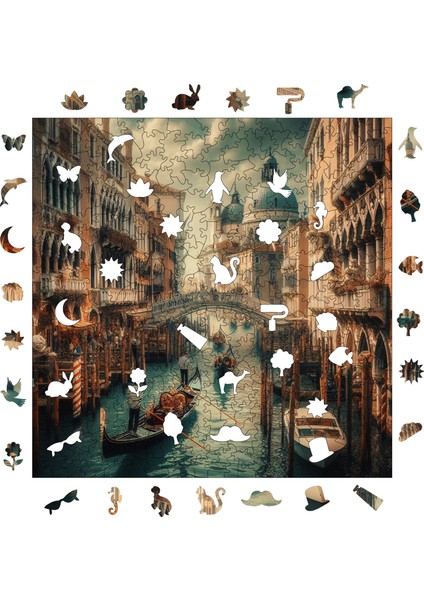 Ahşap Puzzle – Venedik'Te Akşamüstü, 353 Parça, 29x29 cm – Benzersiz Şekilli ve Özel Figürlü, Yapıştırıcı Folyo Dahil, Dekoratif Yetişkin Yapboz - |S1-15|