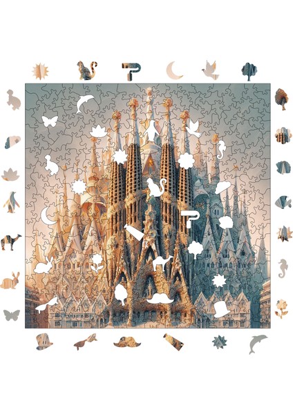 WePuzzleUp Ahşap Puzzle – La Sagrada Familia, 353 Parça, 29x29 cm – Benzersiz Şekilli ve Özel Figürlü, Yapıştırıcı Folyo Dahil, Dekoratif Yetişkin Yapboz - |S1-20|