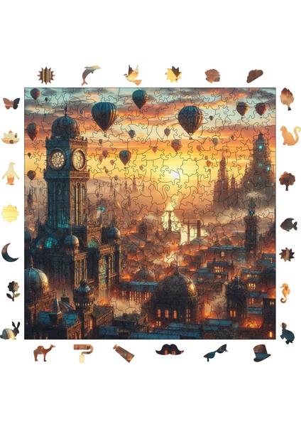 Ahşap Puzzle – Balon Şehri, 353 Parça, 29x29 cm – Benzersiz Şekilli ve Özel Figürlü, Yapıştırıcı Folyo Dahil, Dekoratif Yetişkin Yapboz - |S1-10|