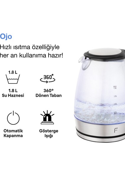 Gri Cam Su Isıtıcı, Şık ve Pratik Tasarım, Renkli Seçeneklerle Kullanışlılık fiyatları
