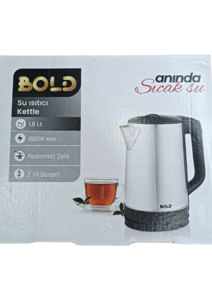1.8 L Paslanmaz Çelik Su Isıtıcı, 1800W, Otomatik Kapanma, 2 Yıl Garantili