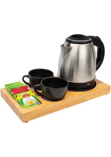 Sarı Otel Tipi Kettle ve Ahşap Ikram Seti, Misafir Karşılama ve Sunum Için fiyatları