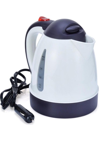 3D 1l 24V Araç Içi Su Isıtıcı Kettle Beyaz, Çakmak Girişli