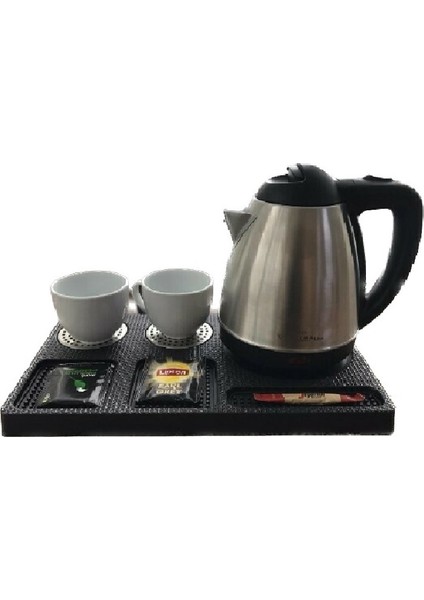 Şık Metalik Kettle ve Hoş Geldin Tepsisi Takımı, Modern Evler Için Ideal Seçenek