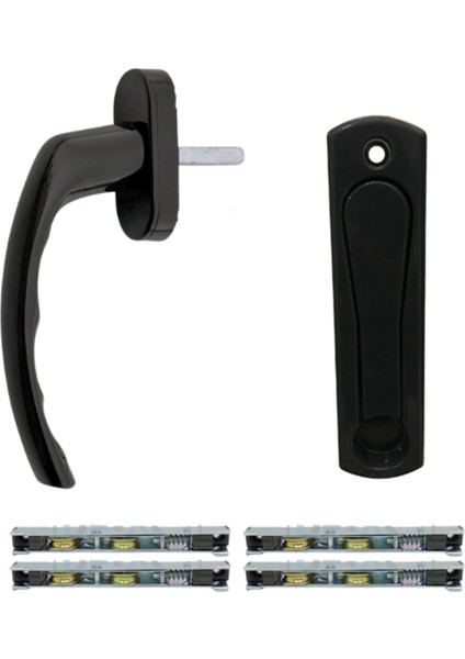 Netpen Pvc Alüminyum Gömme Kol, Pencere Kolu, 4 Ad. Çiftli Sürme Teker -Antrasit