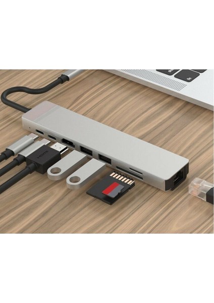 Type-C Macbook Matebook RJ45 Ethernet USB 3.0 Kart Okuyucu HDMI Çevirici fırsatları