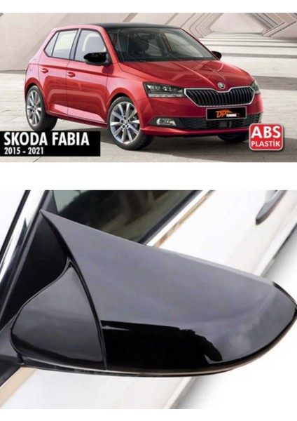 Skoda Fabia 2015-2021 Batman Yarasa Ayna Kapağı Takım Piano Black