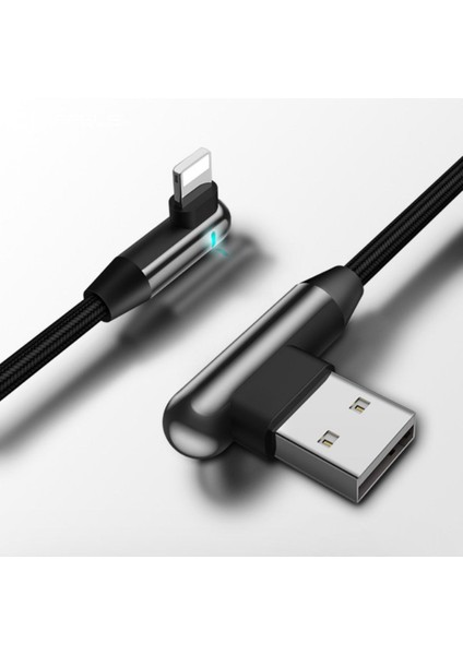 Apple Lightning 90 Derece LED Işık Gamer Şarj ve Data Kablo fiyatları
