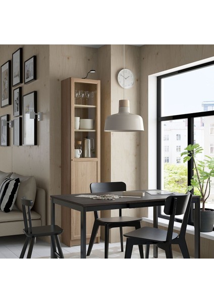 Cam Kapaklı Kitaplık, Meşe Görünümlü, 40X30X202 cm fiyatları