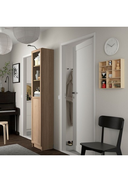 Cam Kapaklı Kitaplık, Meşe Görünümlü, 40X30X202 cm modelleri